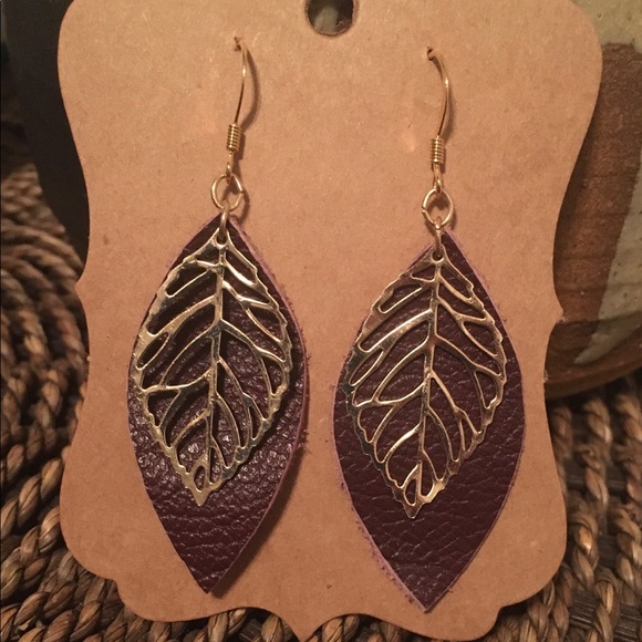 Leather and Metallic Earrings on Gold-plated Hooks
